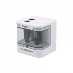Ascutitoare electrica dubla, incarcare USB/baterii, 7x7x7 cm, alba, RESIGILAT