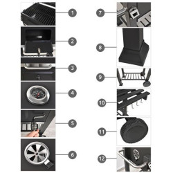 Gratar mobil carbune BBQ Grill, 2 rafturi, control temperatura, Kaminer
