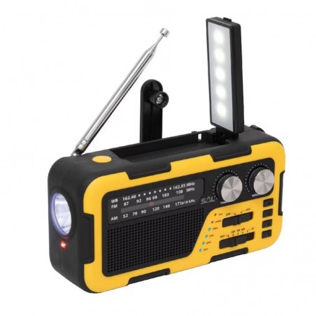 Radio portabil solar, AM, FM, WB, Bluetooth, panou solar, SD, USB, BT, alarma SOS, acumulator 4.000 mAh