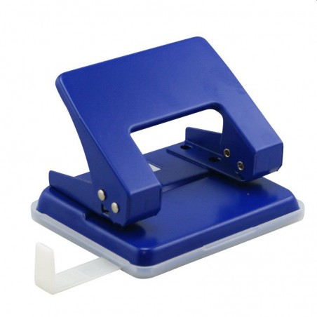Perforator metalic, capacitate 40 coli, rigla ghidaj, albastru