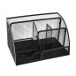 Organizator metalic pentru birou, 6 compartimente, 12.5 x 14 x 22 cm, negru Organizator metalic pentru birou, 6 compartimente, 12.5 x 14 x 22 cm, negru