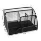 Organizator metalic pentru birou, 6 compartimente, 12.5 x 14 x 22 cm, negru Organizator metalic pentru birou, 6 compartimente, 12.5 x 14 x 22 cm, negru