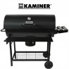 Gratar BBQ Grill pe carbuni, capac cu termometru, 2 rafturi pliabile, roti