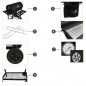 Gratar BBQ Grill pe carbuni, capac cu termometru, 2 rafturi pliabile, roti, RESIGILAT