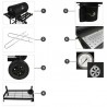 Gratar BBQ Grill pe carbuni, capac cu termometru, 2 rafturi pliabile, roti