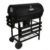 Gratar BBQ Grill pe carbuni, capac cu termometru, 2 rafturi pliabile, roti