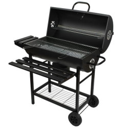 Gratar BBQ Grill pe carbuni, capac cu termometru, 2 rafturi pliabile, roti