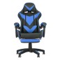 Scaun ergonomic de gaming, tetiera, suport retractabil picioare, sport lombar, inaltime reglabila, negru, albastru