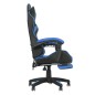 Scaun ergonomic de gaming, tetiera, suport retractabil picioare, sport lombar, inaltime reglabila, negru, albastru