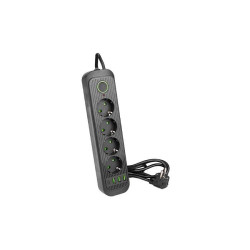 Prelungitor 4 prize schuko, 4 porturi USB, comutator, protectie suprasarcina, IP22, 2500W, 2m, ABS, negru