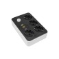 Prelungitor 4 prize schuko, cablu 2 m, 3 porturi USB, comutator, protectie suprasarcina, 2500W, ABS, alb Prelungitor 4 prize schuko, cablu 2 m, 3 porturi USB, comutator, protectie suprasarcina, 2500W, ABS, alb