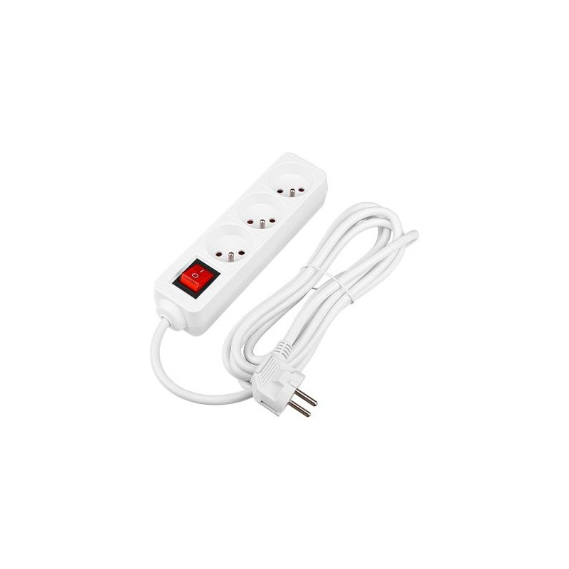 Prelungitor 3 prize standard, comutator, protectie suprasarcina, IP20, 3000W, 5m, PVC, alb Prelungitor 3 prize standard, comutator, protectie suprasarcina, IP20, 3000W, 5m, PVC, alb