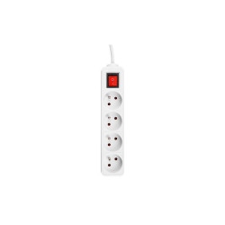Prelungitor 4 prize standard, comutator, protectie suprasarcina, IP20, 3000W, 1,5m, PVC, alb