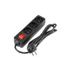 Prelungitor 3 prize standard, comutator, protectie suprasarcina, IP20, 3000W, 1,5m, PVC, negru
