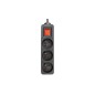 Prelungitor liniar, 3 prize standard, 1.5 m, comutator, protectie suprasarcina, IP20, negru
