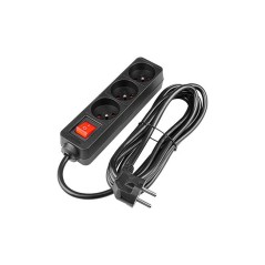 Prelungitor 3 prize standard, comutator, protectie suprasarcina, IP20, 3000W, 3m, PVC, negru