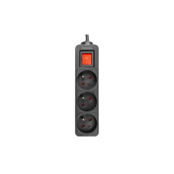 Prelungitor 3 prize standard, comutator, protectie suprasarcina, IP20, 3000W, 3m, PVC, negru