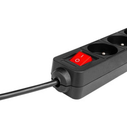 Prelungitor 3 prize standard, comutator, protectie suprasarcina, IP20, 3000W, 3m, PVC, negru