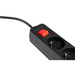 Prelungitor 3 prize standard, comutator, protectie suprasarcina, IP20, 3000W, 3m, PVC, negru