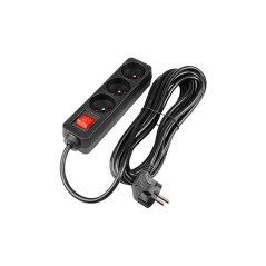 Prelungitor 3 prize standard, comutator, protectie suprasarcina, IP20, 3000W, 5m, PVC, negru