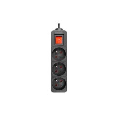 Prelungitor 3 prize standard, comutator, protectie suprasarcina, IP20, 3000W, 5m, PVC, negru