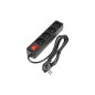 Prelungitor standard, 4 prize, 1.5 metri, comutator, utilizare interior, 3000W, 1,5m, negru Prelungitor standard, 4 prize, 1.5 metri, comutator, utilizare interior, 3000W, 1,5m, negru
