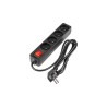 Prelungitor 4 prize standard, comutator, protectie suprasarcina, IP20, 3000W, 1,5m, PVC, negru