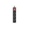 Prelungitor 4 prize standard, comutator, protectie suprasarcina, IP20, 3000W, 1,5m, PVC, negru