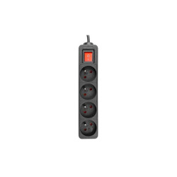 Prelungitor 4 prize standard, comutator, protectie suprasarcina, IP20, 3000W, 3m, PVC, negru