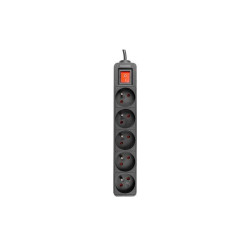 Prelungitor 5 prize standard, comutator, protectie suprasarcina, IP20, 3000W, 1,5m, PVC, negru