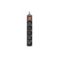 Prelungitor liniar cu 5 prize, 1.5 metri, comutator, protectie suprasarcina, IP20, 3000W, negru