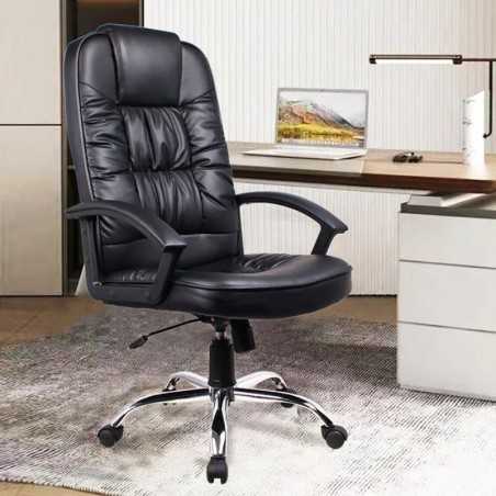 Scaun ergonomic directorial, inaltime reglabila 108-118 cm, rotativ, maxim 150 kg, negru, RESIGILAT