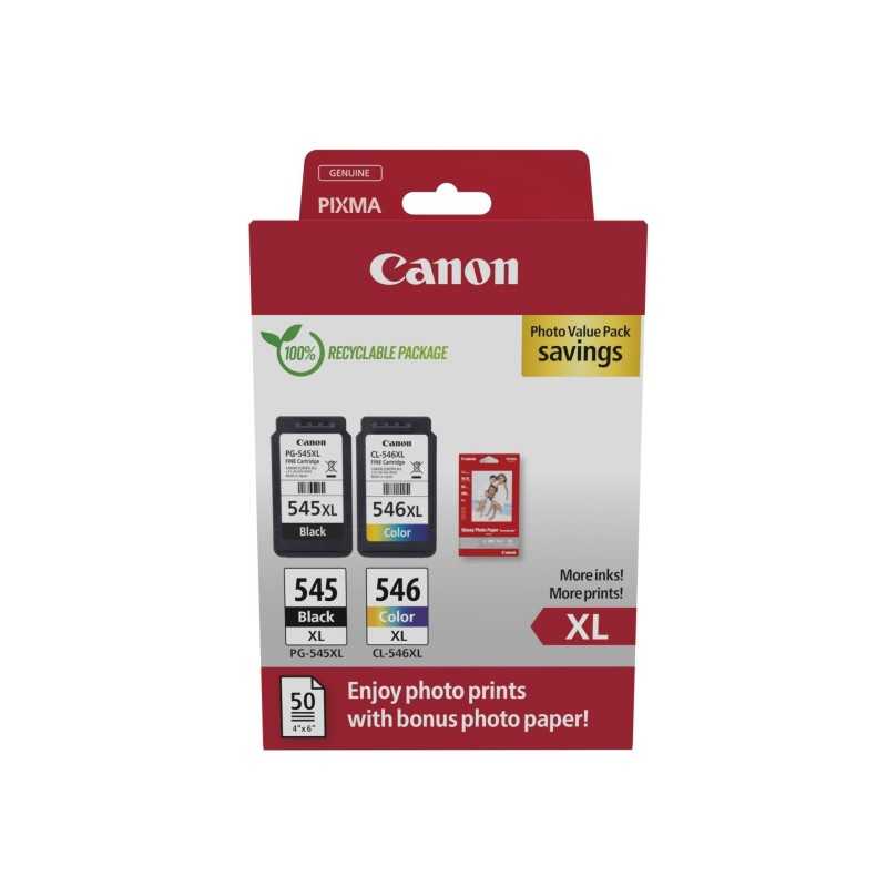 Kit hartie foto si cartuse originale Canon PG-545XL, CL-546XL, negru si color