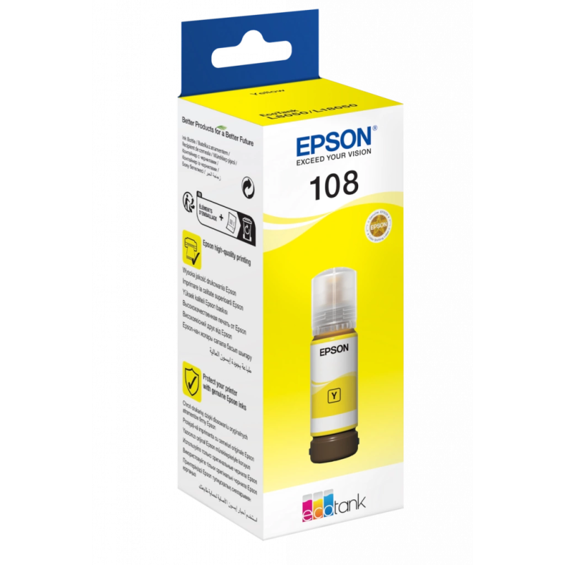 Cerneala originala EPSON 108 EcoTank, Yellow, 70 ml