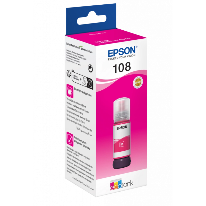 Cerneala originala EPSON 108 EcoTank, flacon 70 ml, Magenta