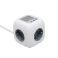Distribuitor tip cub, cablu si contor de consum, 3 prize protectie copii, memorie Distribuitor tip cub, cablu si contor de consum, 3 prize protectie copii, memorie
