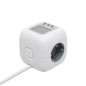 Distribuitor tip cub, cablu si contor de consum, 3 prize protectie copii, memorie Distribuitor tip cub, cablu si contor de consum, 3 prize protectie copii, memorie