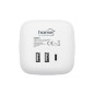 Hub conectabil la priza, 1xUSB C, 2xUSB A, 3 prize cu protectie pentru copii