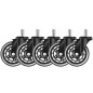 Set 5 roti de rezerva pentru scaun de birou, diametru 7,5 cm, ax 11 mm, cauciuc si metal