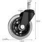 Set 5 roti de rezerva pentru scaun de birou, diametru 7,5 cm, ax 11 mm, cauciuc si metal
