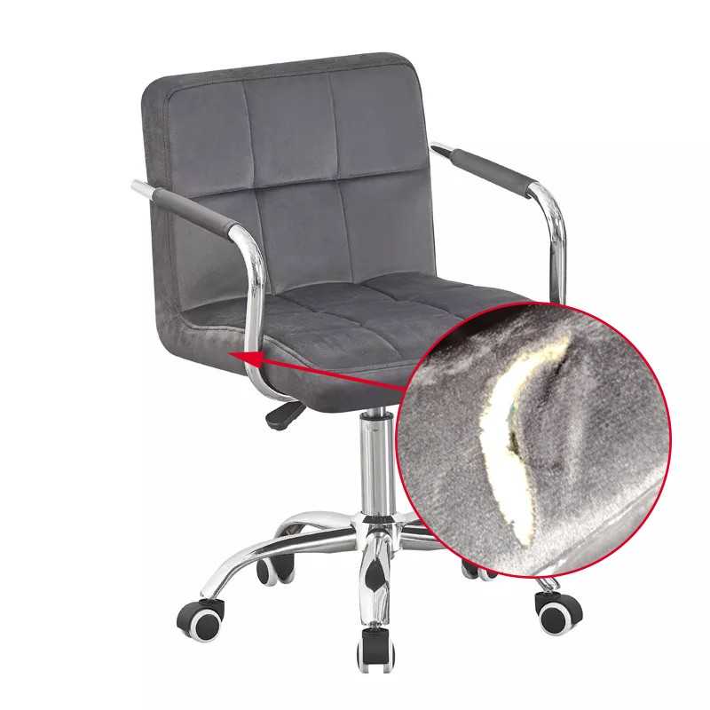 Scaun de birou, conferinte, inaltime 78-90 cm, baza si manere cromate, roti pivotante, velur gri, RESIGILAT