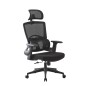Scaun ergonomic de birou, suport lombar integrat, reglare inaltime, tetiera reglabila, pivotant, mesh negru, RESIGILAT