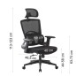 Scaun ergonomic de birou, suport lombar integrat, reglare inaltime, tetiera reglabila, pivotant, mesh negru, RESIGILAT