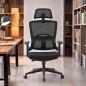 Scaun ergonomic de birou, suport lombar integrat, reglare inaltime, tetiera reglabila, pivotant, mesh negru, RESIGILAT