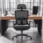 Scaun ergonomic de birou, suport lombar integrat, reglare inaltime, tetiera reglabila, pivotant, mesh negru, RESIGILAT
