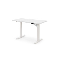 Birou reglabil pe inaltime, electric, stil modern, 120/60/75-120 cm, otel si pal laminat, alb