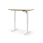 Birou reglabil pe inaltime, electric, cadru alb din otel, blat stejar artizanal, 120/60/75-120 cm