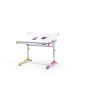 Birou cu blat reglabil pe inaltime, 69-84 cm unghi reglabil, MDF si otel, alb-verde/roz