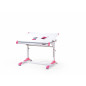 Birou cu blat reglabil pe inaltime, 69-84 cm unghi reglabil, MDF si otel, alb-verde/roz