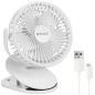 Ventilator Wireless cu picior, USB-C, reglare 360 grade, 5W, 2 moduri de functionare, 1200 mAh, 60 dB, alb
